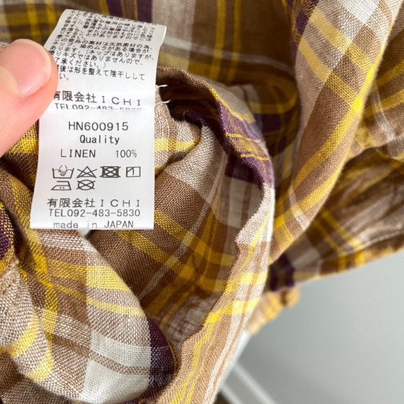Ichi Antiquites Plaid Linen Button Front Shirt - Picture 8 of 9